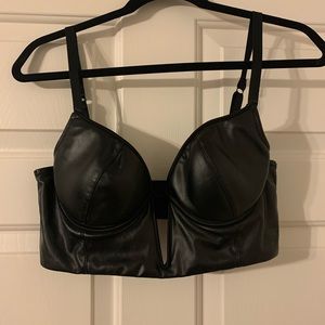 Bebe Black Faux Leather Bra Top